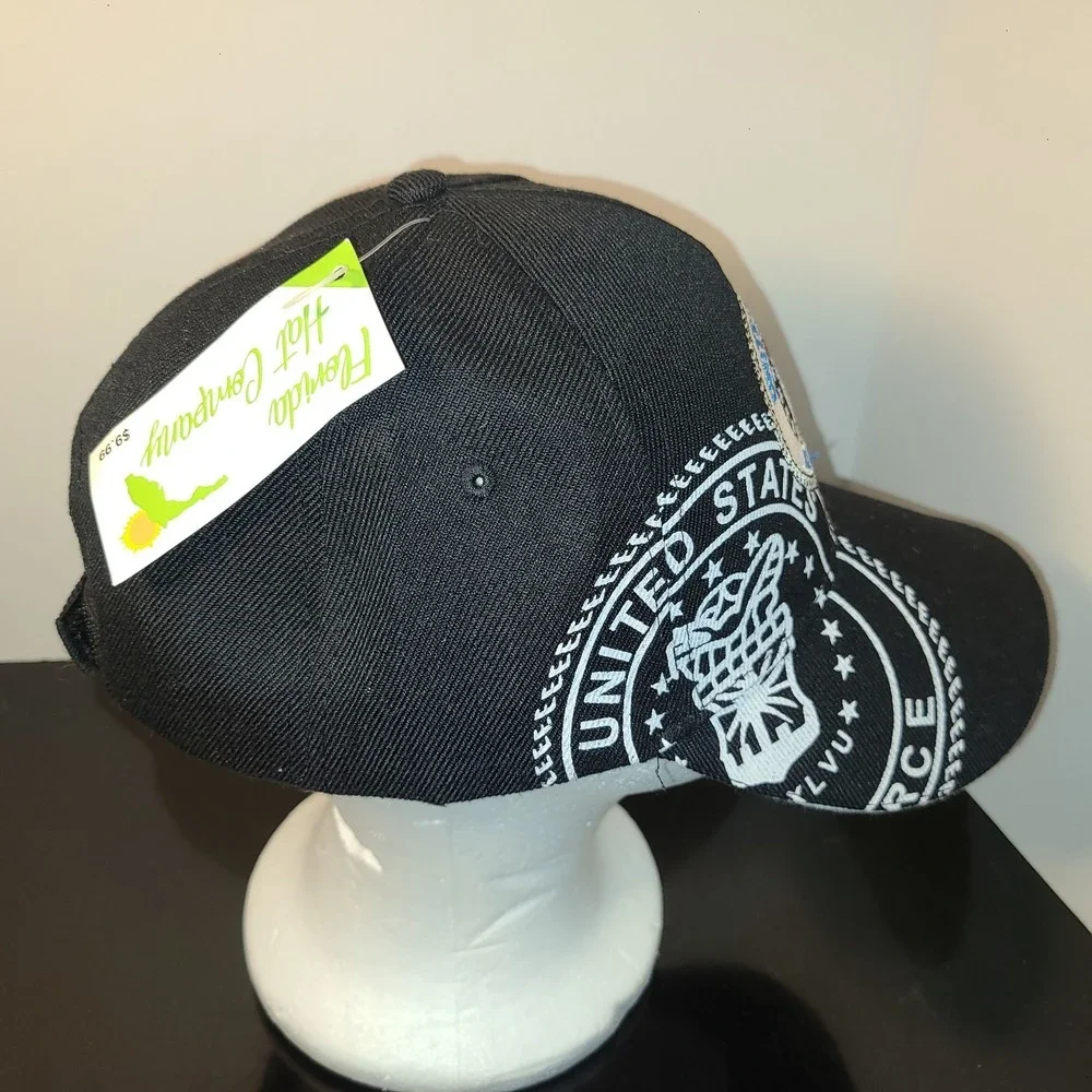 NWT USAF United States Air Force Blue Acrylic Strapback Baseball Cap Hat Embroid